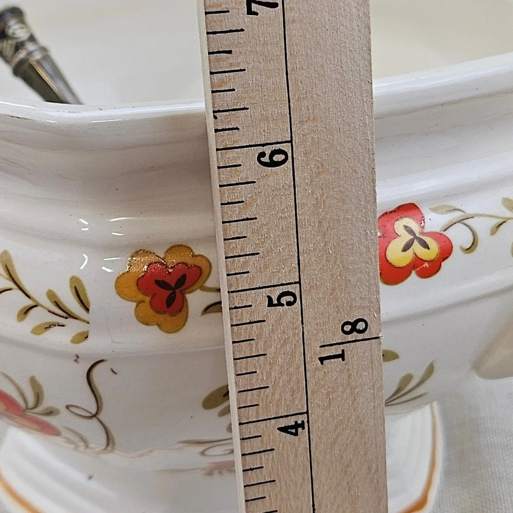 National Silver Co Vintage Ceramic Soup Tureen Lid Godinger Ladle Japan Floral